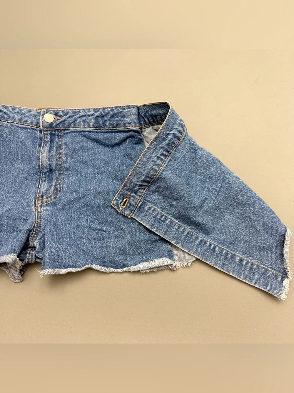 Art Class Denim Wrap Skort XL 14 Blue High Rise Raw Hem Mini Skirt Shorts